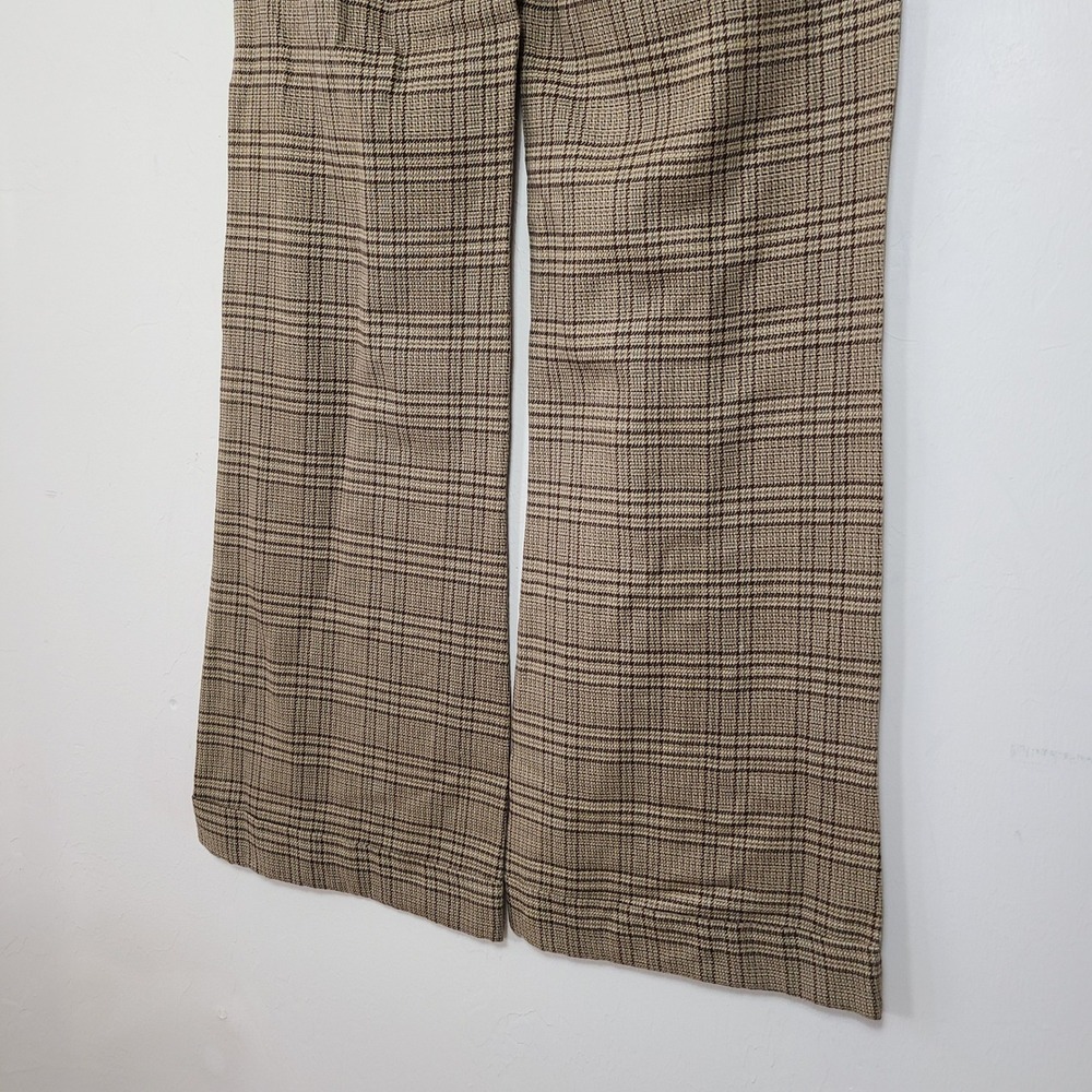 Brown Plaid Wide Leg Pants 11 70s Dark Academia Preppy Old Money Espresso Girl - Picture 8 of 10